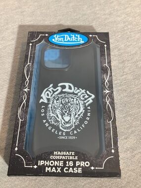 Von Dutch iPhone Case for 16 Pro Max with Tiger Logo